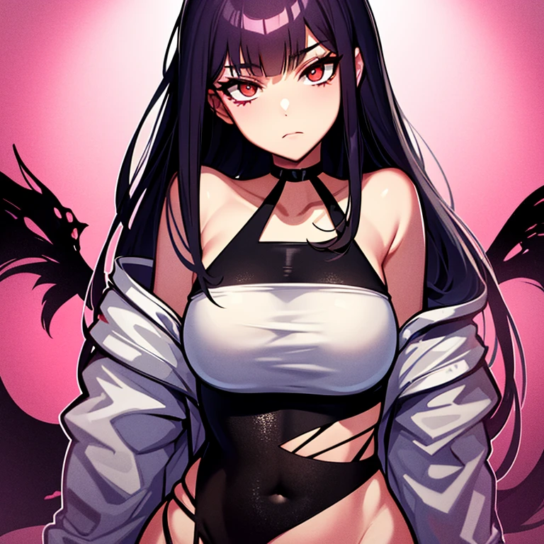 beautiful delinquent girl, ripped clothes style, long hair, face perfect, glare eyes, fully body