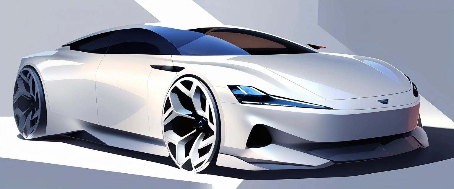 (masterpiece, Best quality:1.2), network design, Focus car, sports car, automobile, land vehicle, white body color, Front quarter view, wheel, shadow, geometric grain, reflection,  White background  