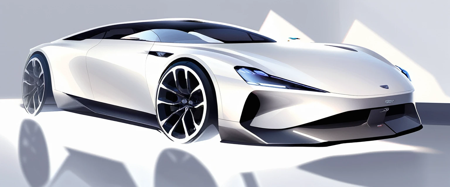 (masterpiece, Best quality:1.2), network design, Focus car, sports car, automobile, land vehicle, white body color, Front quarter view, wheel, shadow, geometric grain, reflection,  White background  