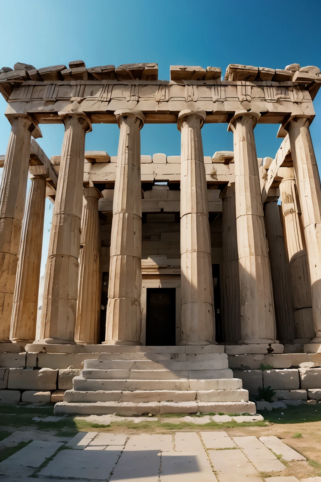 Greek temple,front voiw, realisct photo, background image