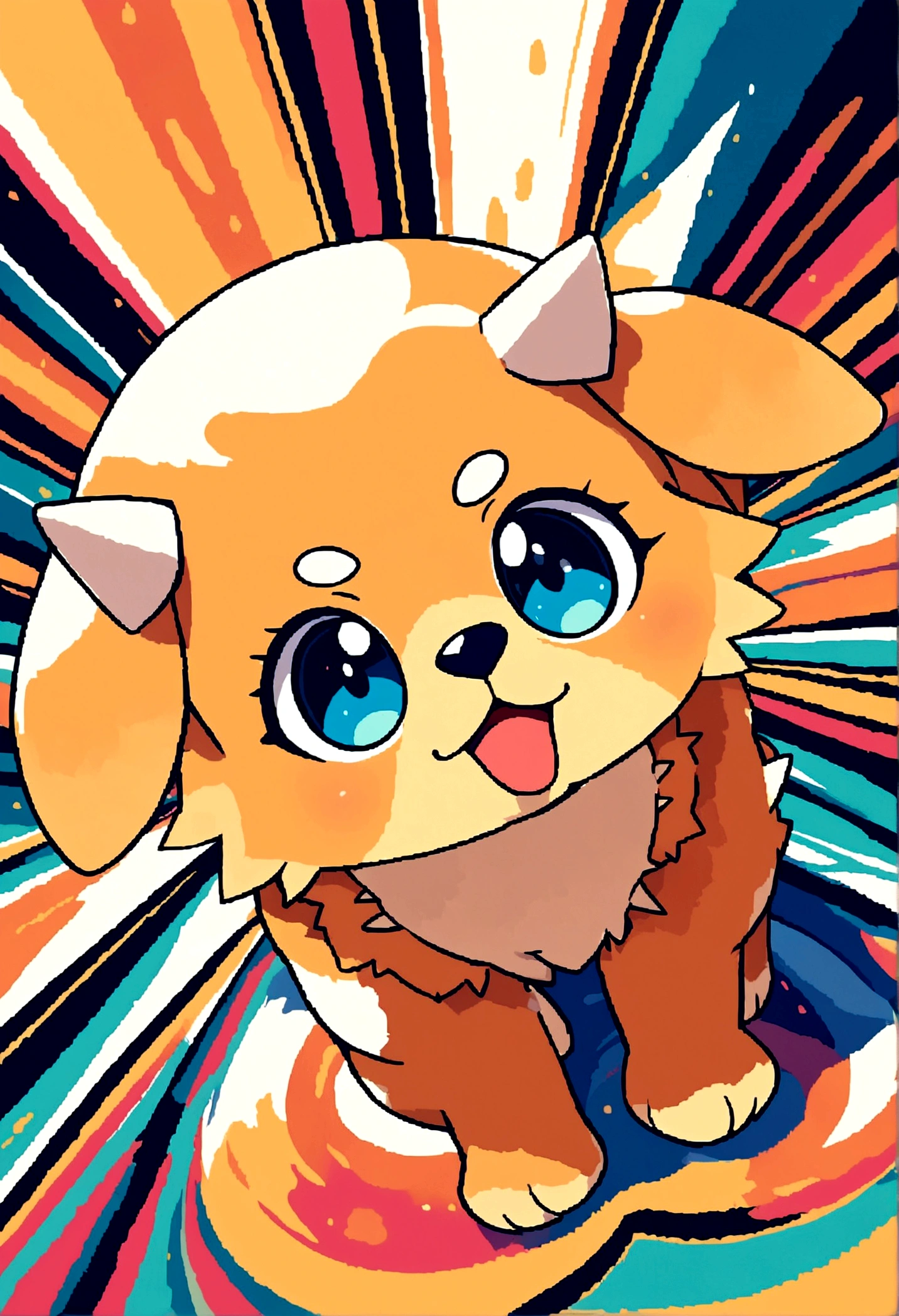 a cute vector of a caramel puppy with spiky fur and pointy ears, digital illustration, approaching perfection, highy detailed, Soft, sharp focus, illustration, 4k resolution