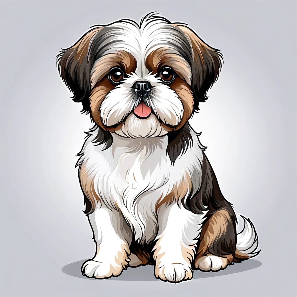 vector illustration, cute Shih Tzu dog, white background