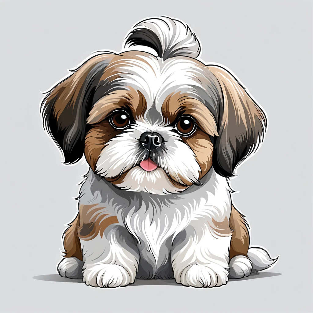 vector illustration, cute Shih Tzu dog, white background