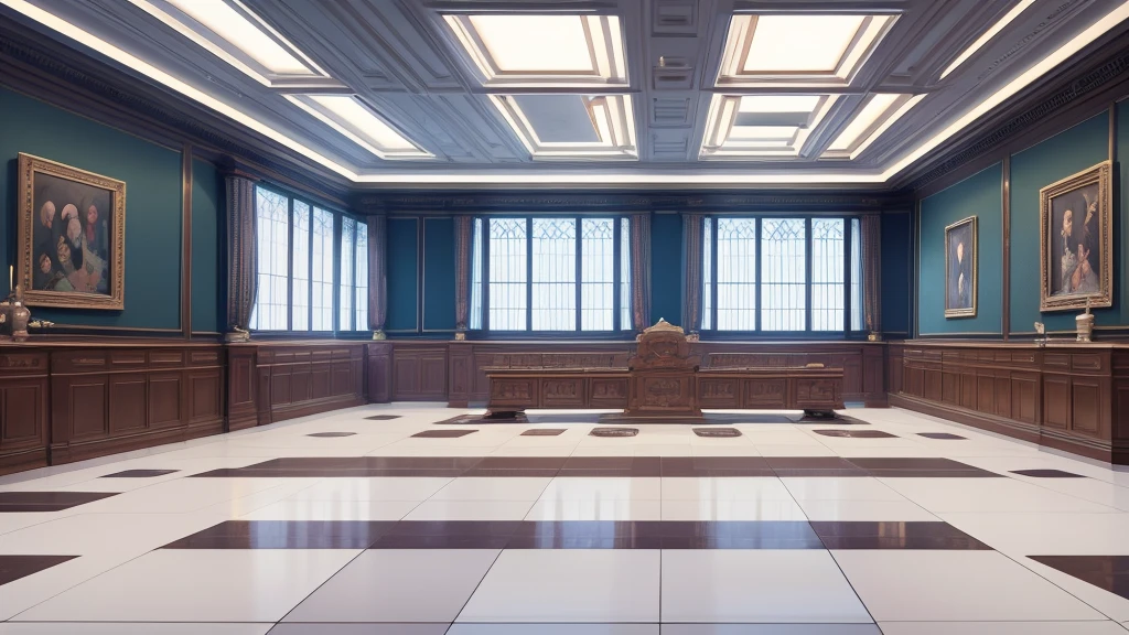 Academic Hall,elegant,High target,White adaptive floor tiles,flow,game illustration,Original painting style
