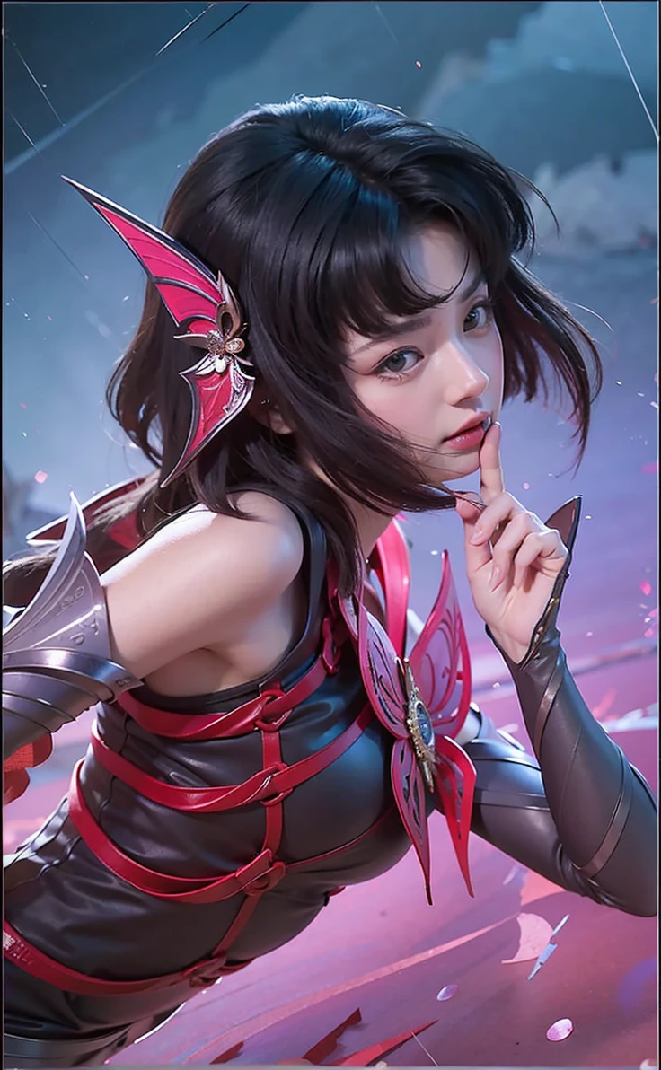 a close up of a woman wearing a red hood like a ruby ​​wearing a patch over one eye, shadowbringers cinematic, 8k detail fantasy, a beautiful fantasy empress, game cg, xianxia fantasy, xianxia hero,fantasy artwork, cinematic goddess close shot, ruan jia and artgerm, wow 8k detail fantasy, hyperdetailed fantasy character 