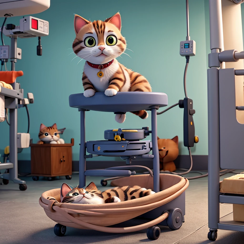 Cat in hospital giving birth