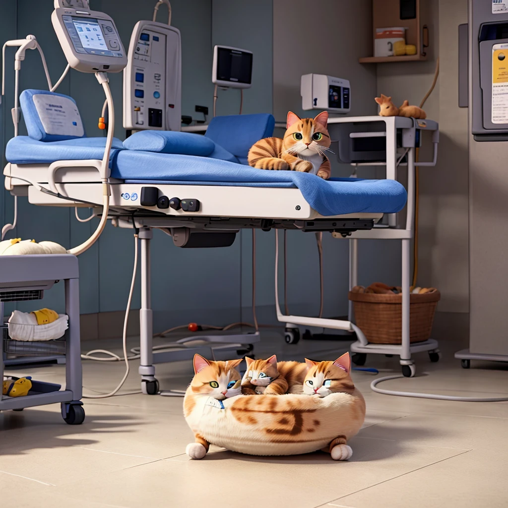 Cat in hospital giving birth