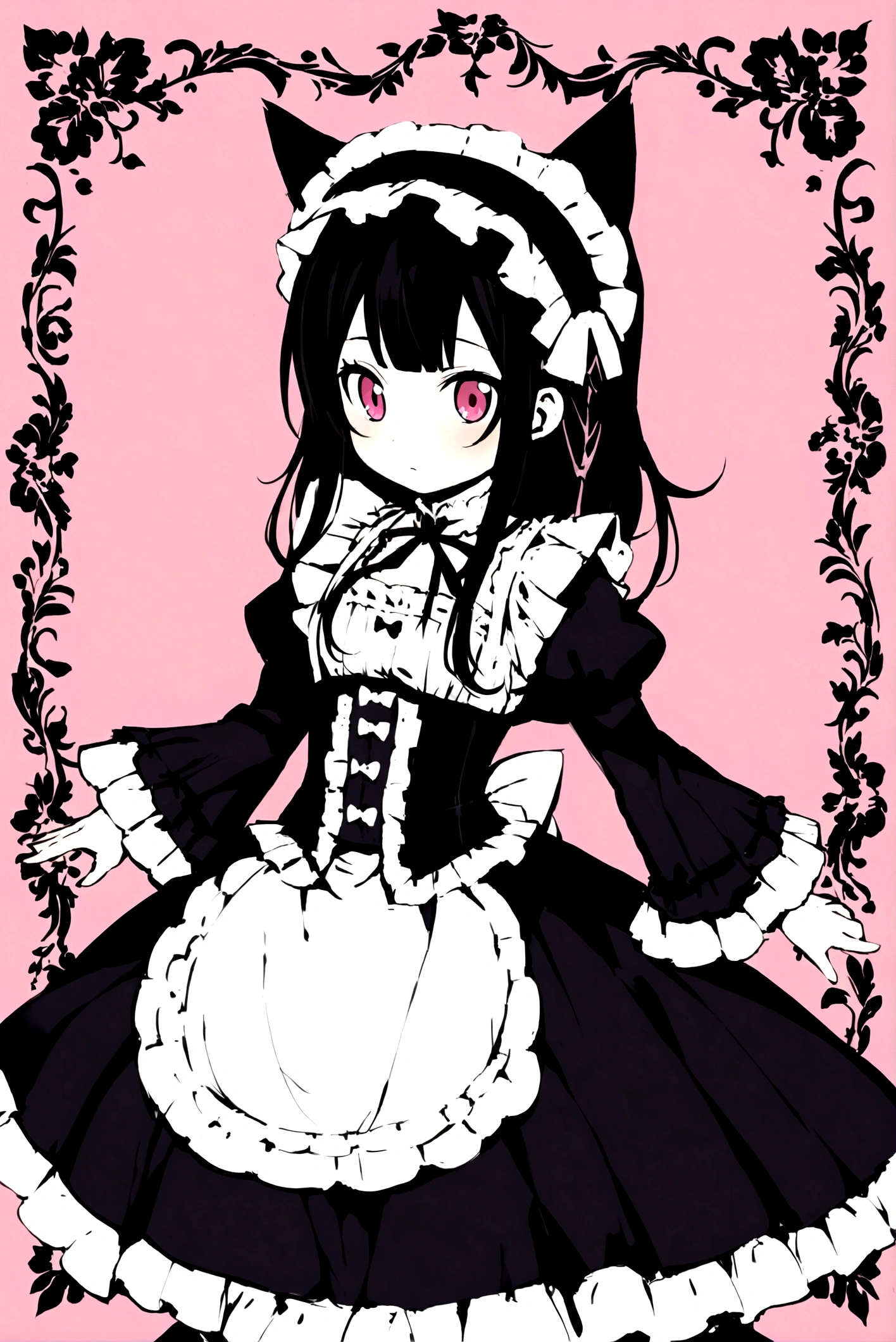 Arafe in a pink and black dress and hat, Takanobu Fujiwara(Takanobu Fujiwara)Digital rendering inspired by, pixiv, rococo, Victoria Gothic Lolita Fashion, Lolita Style, Rococo Queen (Rococo Queen) (Rococo Queen (Rococo Queen)), gothic maiden anime boy. rococo dress, anime boy in a maid costume, lolita fashion, Catboy's cosplay! Maid! one-piece