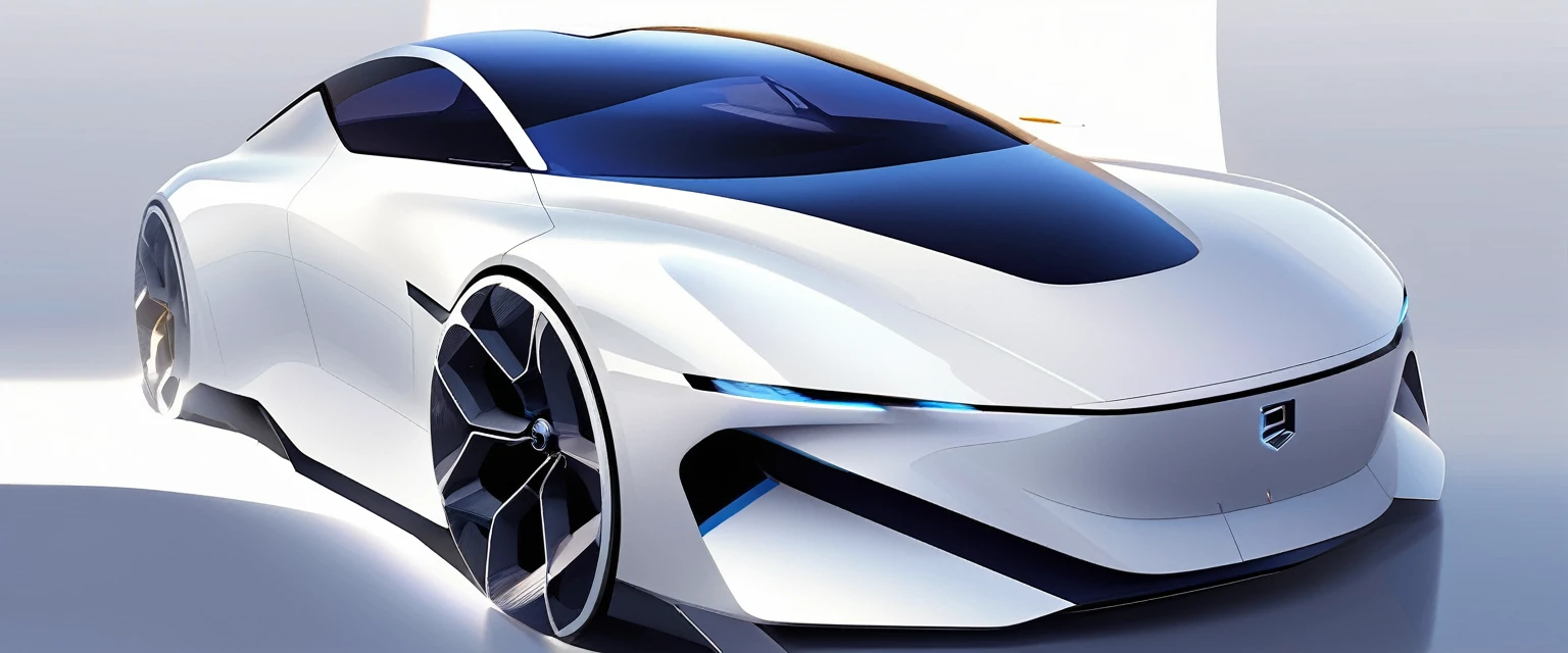 (masterpiece, Best quality:1.2), network design, Focus car, sports car, automobile, land vehicle, white body color, Front quarter view, wheel, shadow, geometric grain, sharp geometric shapes flow into rounded ones, beautiful built-in details on the body, futuristic headlights of unusual shape, reflection,  White background, 8 k, full information  