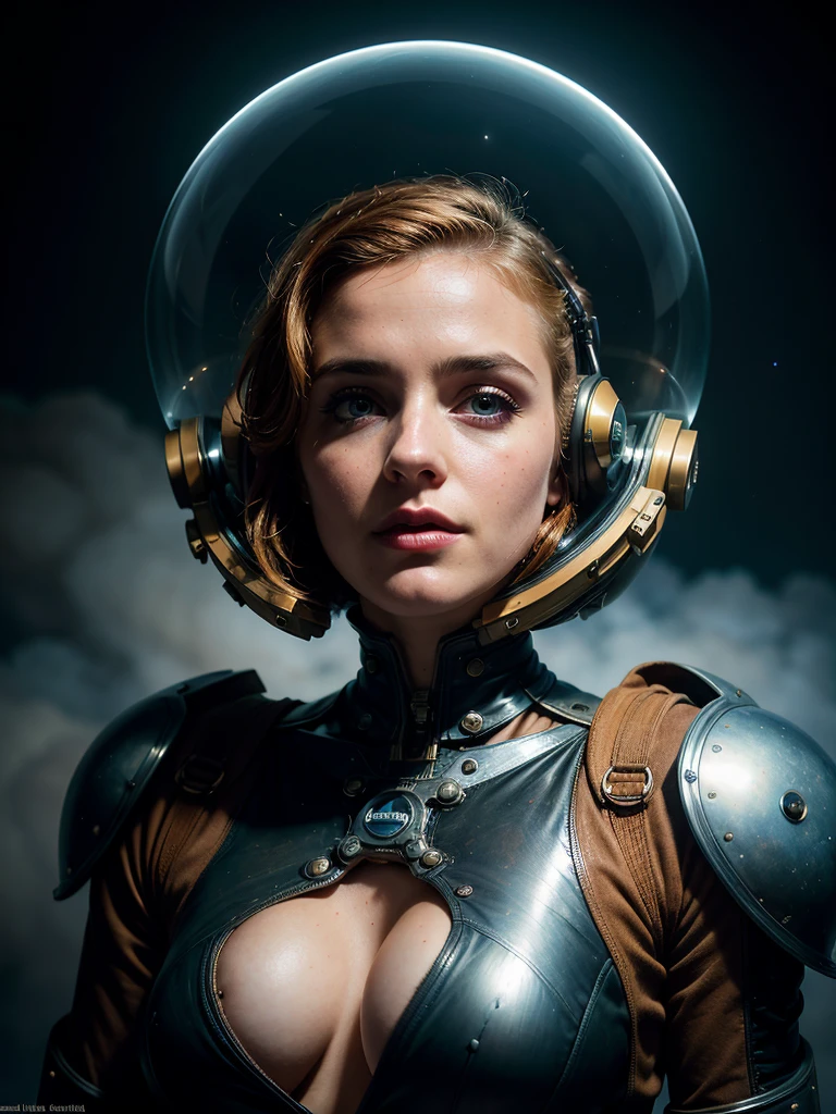 (Best quality,4K,8K,A high resolution,Masterpiece:1.2),(Realistic,Photorealistic,photo-realistic:1.37),Stefania Ferrario as a Astronaut, Short blonde hair, Perfect body, Steam punk, film-noir, Otherworldly, Vivid colors, Dreamlike, Sci-fi, subtly lit,Atmospheric,view of the cosmos,Steam-powered machinery,Ethereal,hauntingly beautiful,Moody shadows,Retro-futuristic technology,Starlight fog,exploration,Adventure,Mystery,Galactic environment,exalted,Isolated heroine,Interstellar Travel,dramatic contrast,distant planets,Majestic face,Sci-fi fashion,Smoke and fog effects,contrasting textures,Timeless beauty