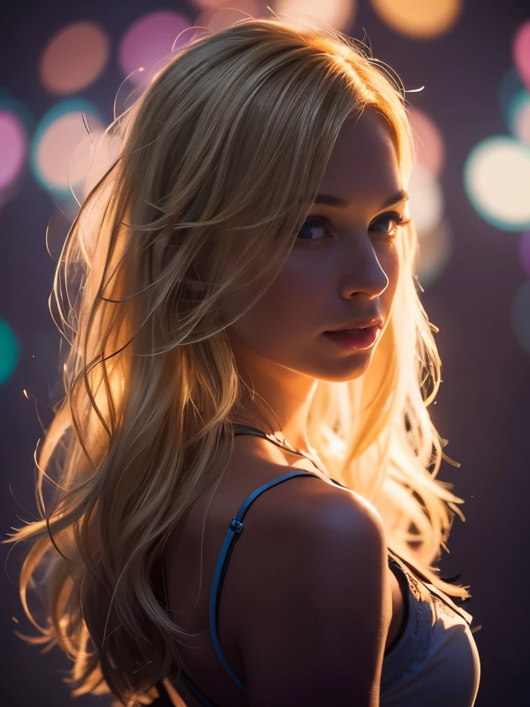 (Photorealistic.Uhd.masterpiece) random ultra hot gorgeous European woman silhouette. Age 23. Blonde hair. Backlight. standing in a circle