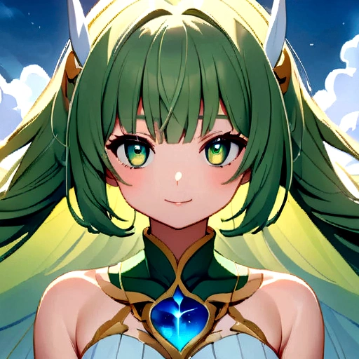 Anime girl with long hair green eyes Mystical version