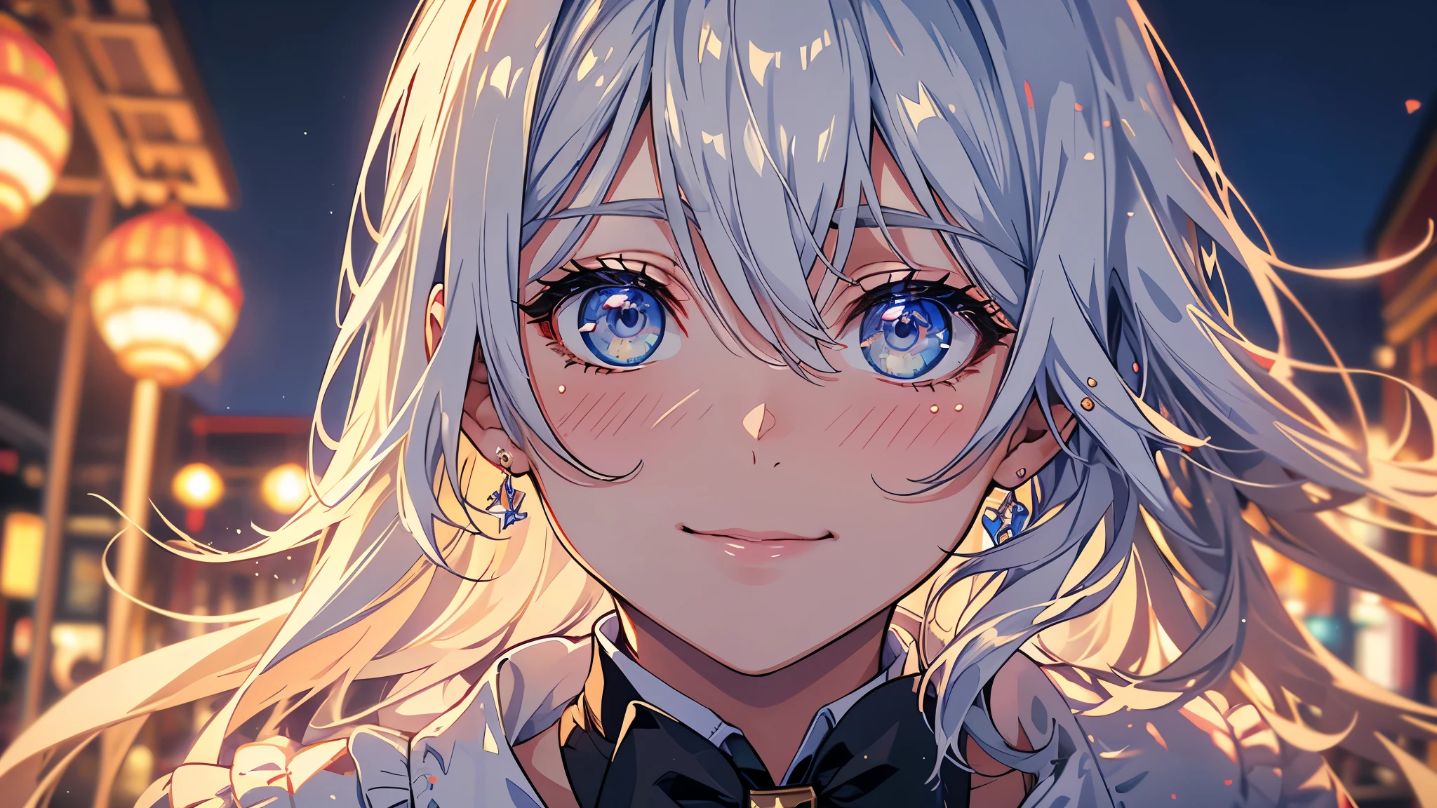 (8K, RAW photo, Best quality, Masterpiece:1.2), (Realistic, photo-realistic:1.37), Ultra-detailed,
1 girl,Cute, Solo,Beautiful detailed sky,Detailed Cafe,Night,Sitting,dated,(nose blush),(Smile:1.1),(Closed mouth),Large breasts, Seductive smile, Large apartment, Professional lighting, Sony A7R4, Zessie 50mm F1.8,,Cross your arms behind your head:1.5,Moles under eyes:1.2,(tmasterpiece)、(Photorealsitic:1.3)、ultra - detailed、(high detal)The skin:1.2)、(top-quality:1.0)、(超A high resolution:1.0)、
Medium breasts,Beautiful detailed eyes,(White sexy dress:1.1), neck bowtie,Pleated skirt,(Short hair:1.2),Floating hair