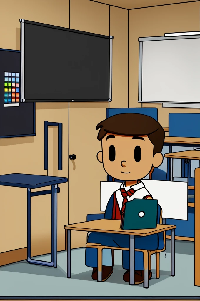 Show a student being discriminated against by his peers in a classroom, in digital drawing style