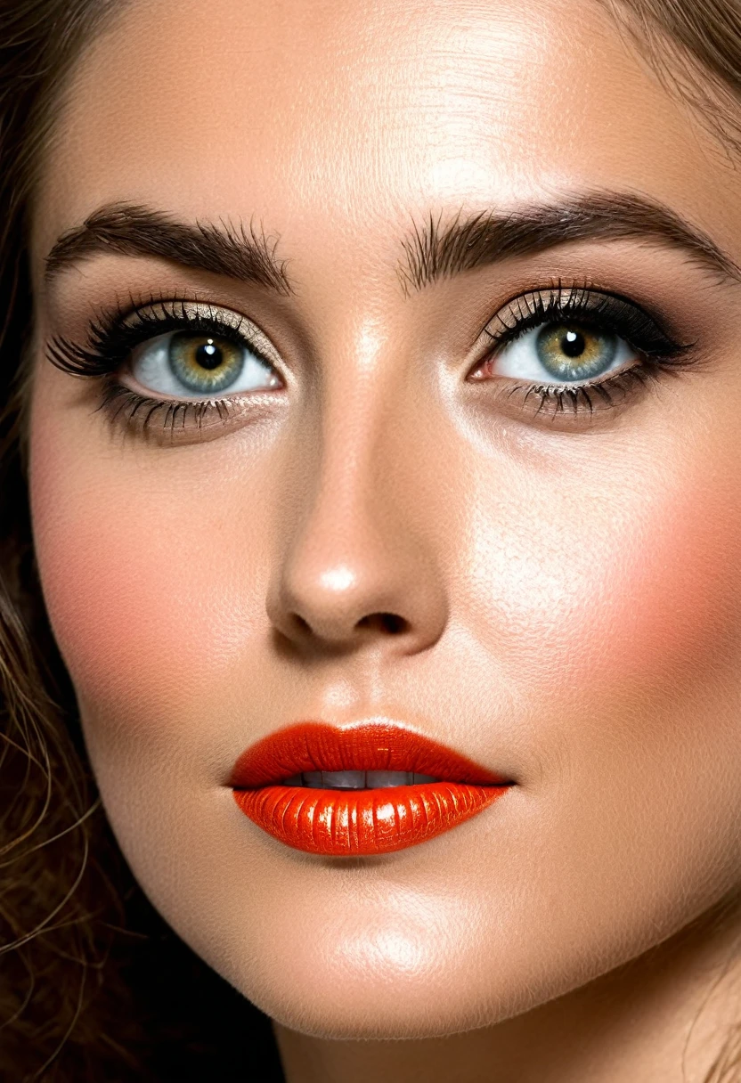 A fascinating close-up portrait of a woman's face, presenting a unique dichotomy. The left side is elegant, liquid metal machinery, dynamically dripping and flowing as if it were a living entity. The metallic fluid shines and reflects, creating an illusion of depth and movement. The right side, in stark contrast, continues to be natural, soft human face, unfazed by the futuristic counterpart. The transition between the two halves is seamless, but surprisingly apparent, Catching the viewer's attention. The woman's eyes are expressive, conveying a sense of intrigue and otherworldliness. Your hair flows gracefully, framing the face and accentuating the unique fusion between human and machine. The background fades into a dark, mysterious nuance, allowing the focal point to remain solely on the woman's face and her remarkable transformation.