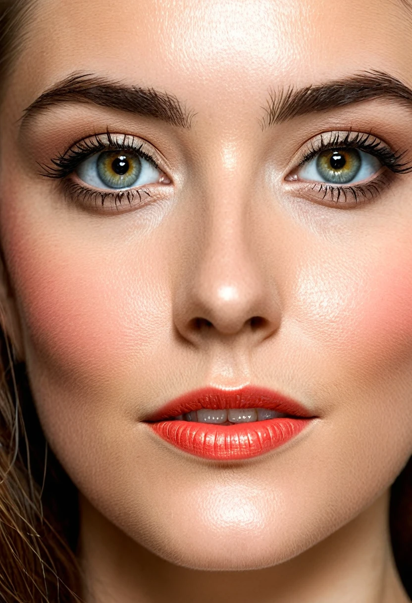 A fascinating close-up portrait of a woman&#39;s face, presenting a unique dichotomy. The left side is elegant, liquid metal machinery, dynamically dripping and flowing as if it were a living entity. The metallic fluid shines and reflects, creating an illusion of depth and movement. The right side, in stark contrast, continues to be natural, soft human face, unfazed by the futuristic counterpart. The transition between the two halves is seamless, but surprisingly apparent, Catching the viewer's attention. The woman&#39;s eyes are expressive, conveying a sense of intrigue and otherworldliness. Your hair flows gracefully, framing the face and accentuating the unique fusion between human and machine. The background fades into a dark, mysterious nuance, allowing the focal point to remain solely on the woman&#39;s face and her remarkable transformation.

