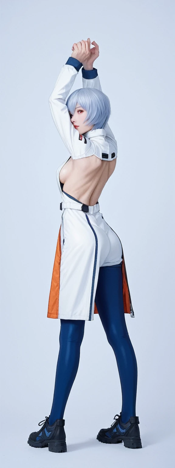realistic,score_9, score_8_up, score_7_up,
ayanami rei, solo,full body,EVA combat suits, Gel coat,hands up,(SideBoob:1.5),