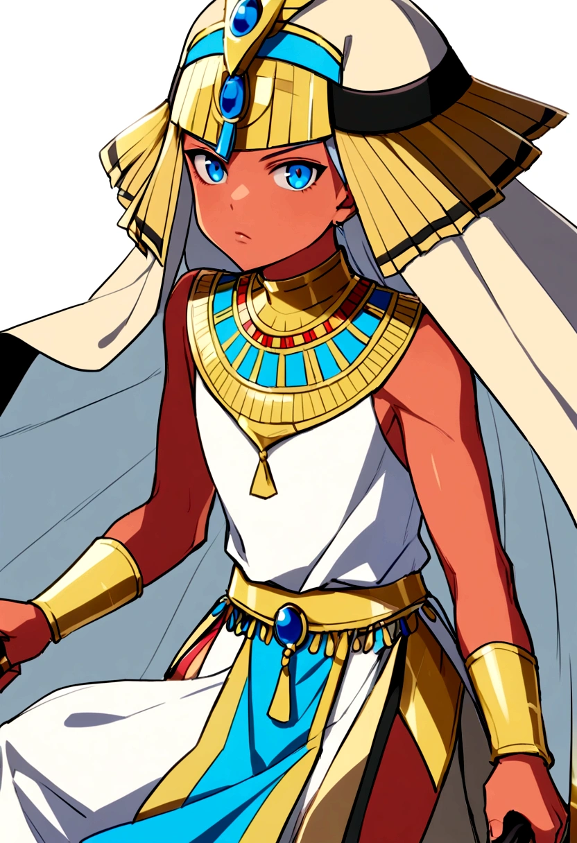 man, rubi, dull hair, tanned skin, lanza, egyptian clothing, blue eyes