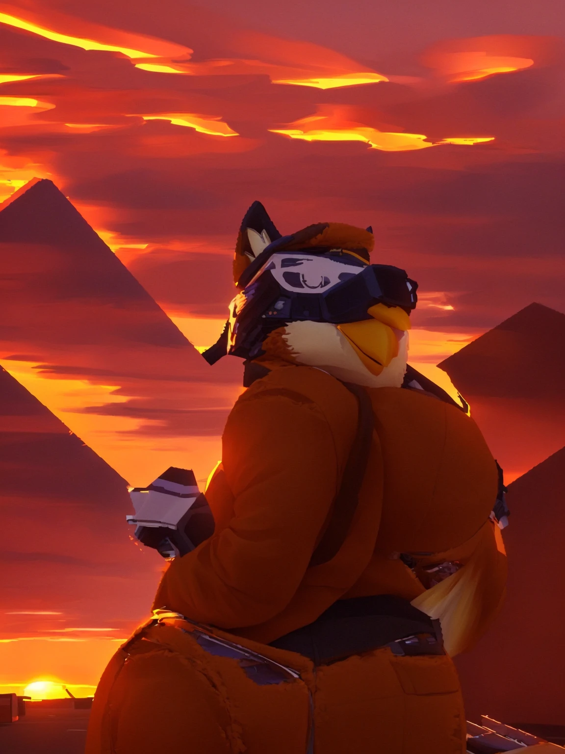 lego man with a guitar and a guitar case walking down a street, fursona!!!!, fursona wearing stylish clothes, avian!!! fursona, full body:: sunny weather::, sunset!!!, rendered in sfm, saints row fursuit tails mod, female fursona, ((sunset)), furry furaffinity, in the sunset, furry fursona, shining golden hour