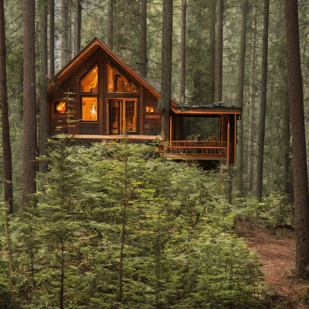 a wooden cabin with a fire pit in the middle of a forest, a brick cabin in the woods, cottage in the woods, cabin in the woods, log cabin, by Jason Benjamin, cottagecore, wood cabin in distance, cottage in the forest, cozy place, idyllic cottage, by Drew Tucker, by Morgan Russell, in a cabin