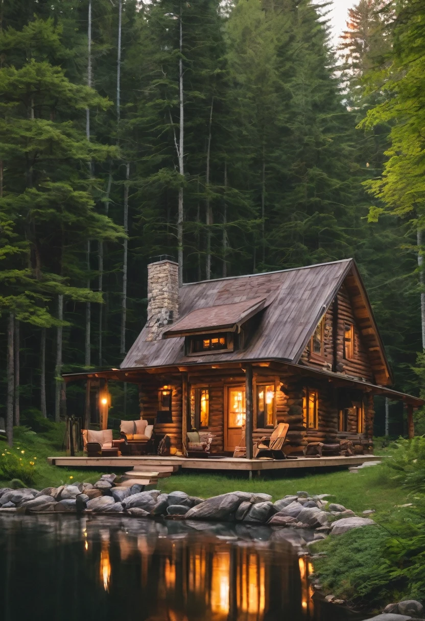 a wooden cabin with a fire pit in the middle of a forest, a brick cabin in the woods, cottage in the woods, cabin in the woods, log cabin, by Jason Benjamin, cottagecore, wood cabin in distance, cottage in the forest, cozy place, idyllic cottage, by Drew Tucker, by Morgan Russell, in a cabin