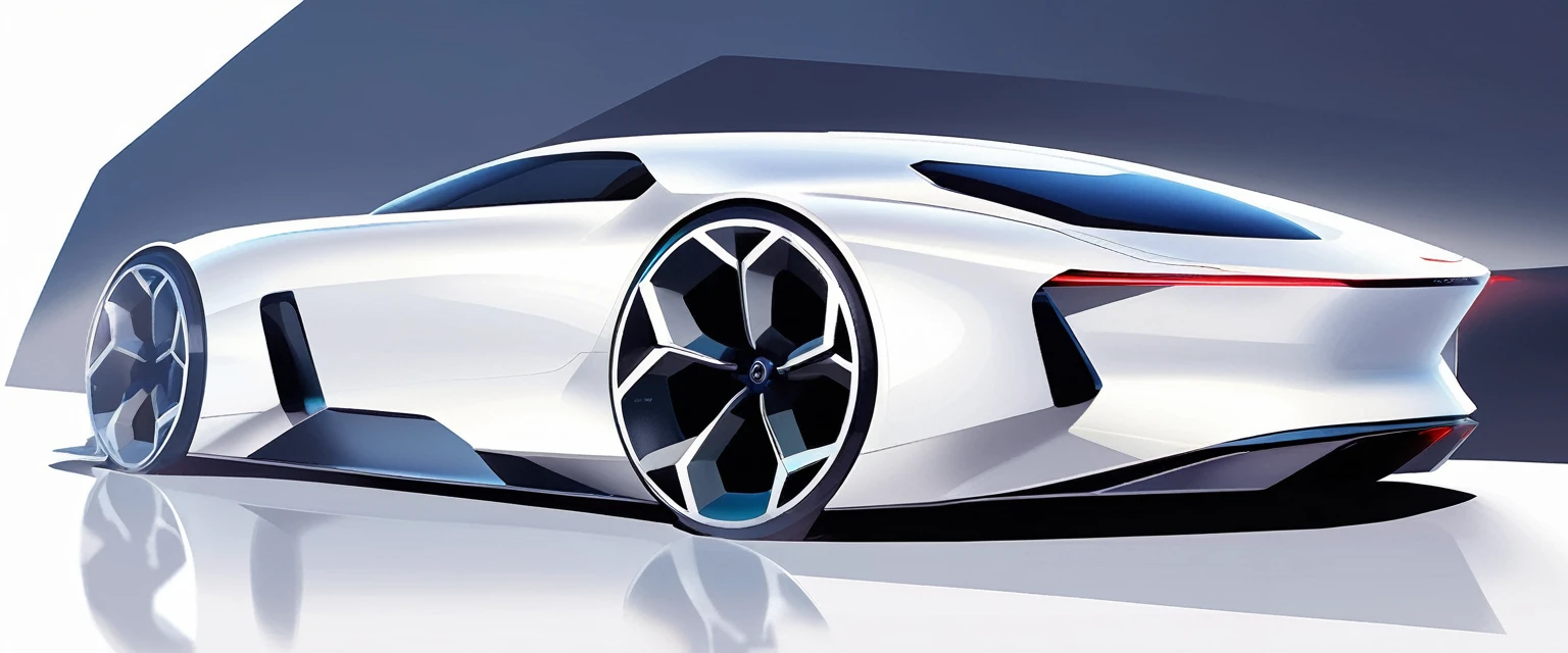 (masterpiece, Best quality:1.2), network design, Focus car, sports car, automobile, land vehicle, white body color, Front quarter view, wheel, shadow, geometric grain, sharp geometric shapes, lines and dents flow into rounded ones, beautiful built-in details on the body. unusually shaped rear view mirror. futuristic headlights of unusual shape, reflection,  White background, 8 k, full information  