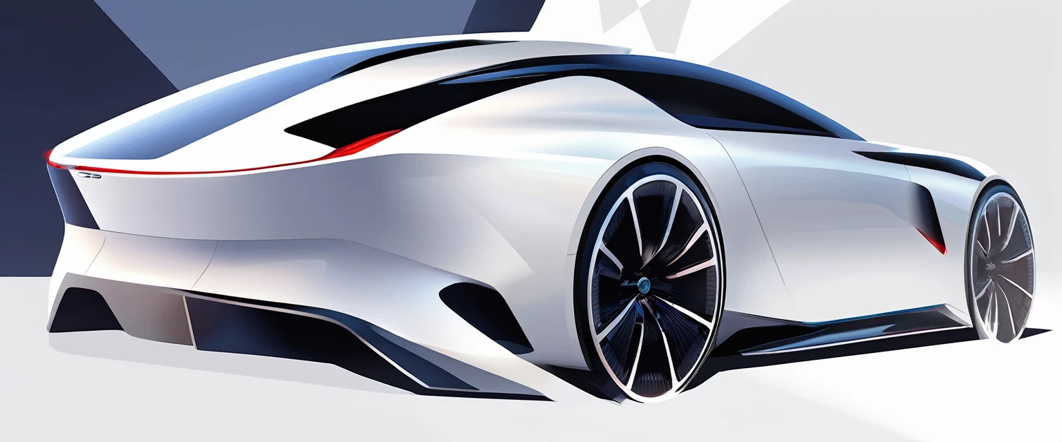 (masterpiece, Best quality:1.2), network design, Focus car, sports car, automobile, land vehicle, white body color, Front quarter view, wheel, shadow, geometric grain, sharp geometric shapes, lines and dents flow into rounded ones, beautiful built-in details on the body. unusually shaped rear view mirror. futuristic headlights of unusual shape, reflection,  White background, 8 k, full information  