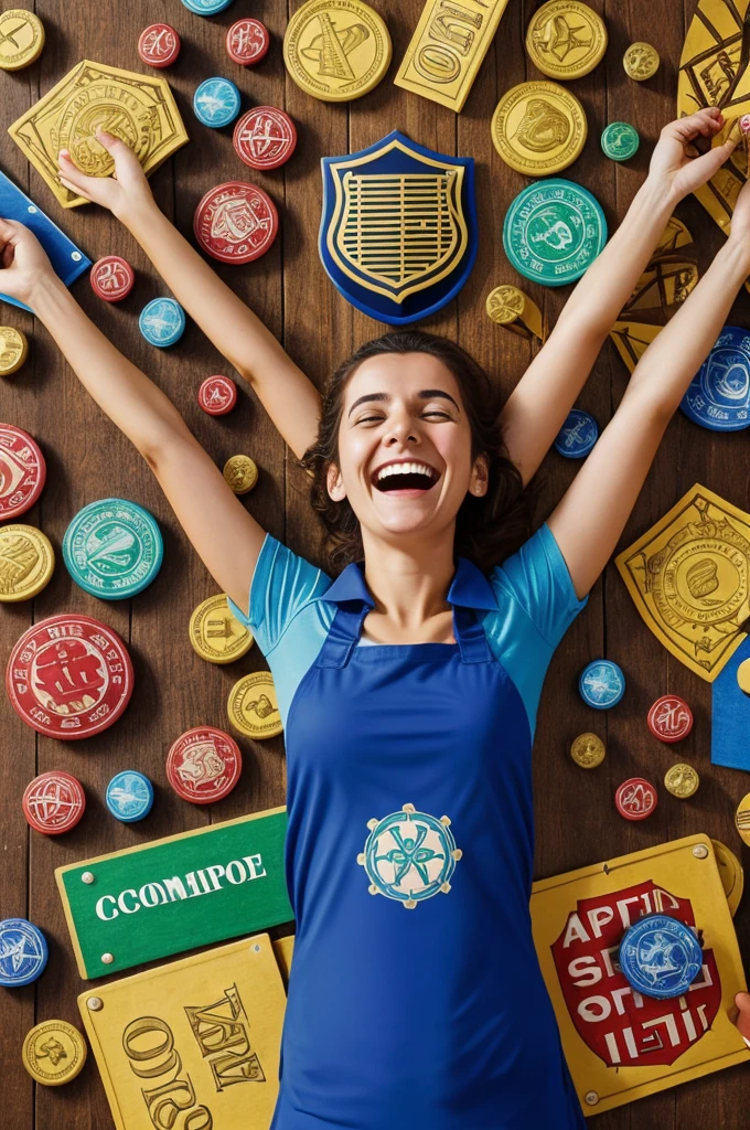Create a creative shield about economics and laughter ECONORISAS