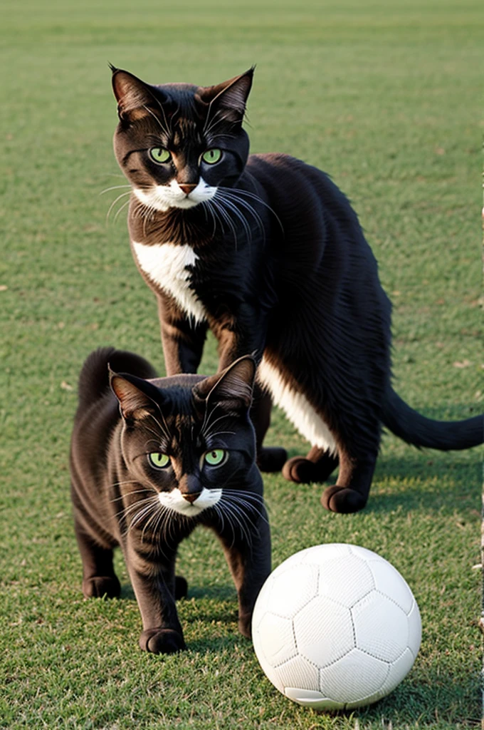sad cat playing soccer