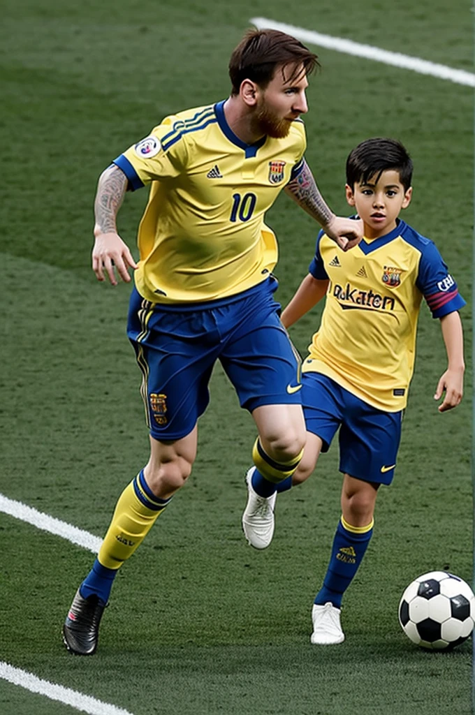 Messi playing soccer with Oliver atom