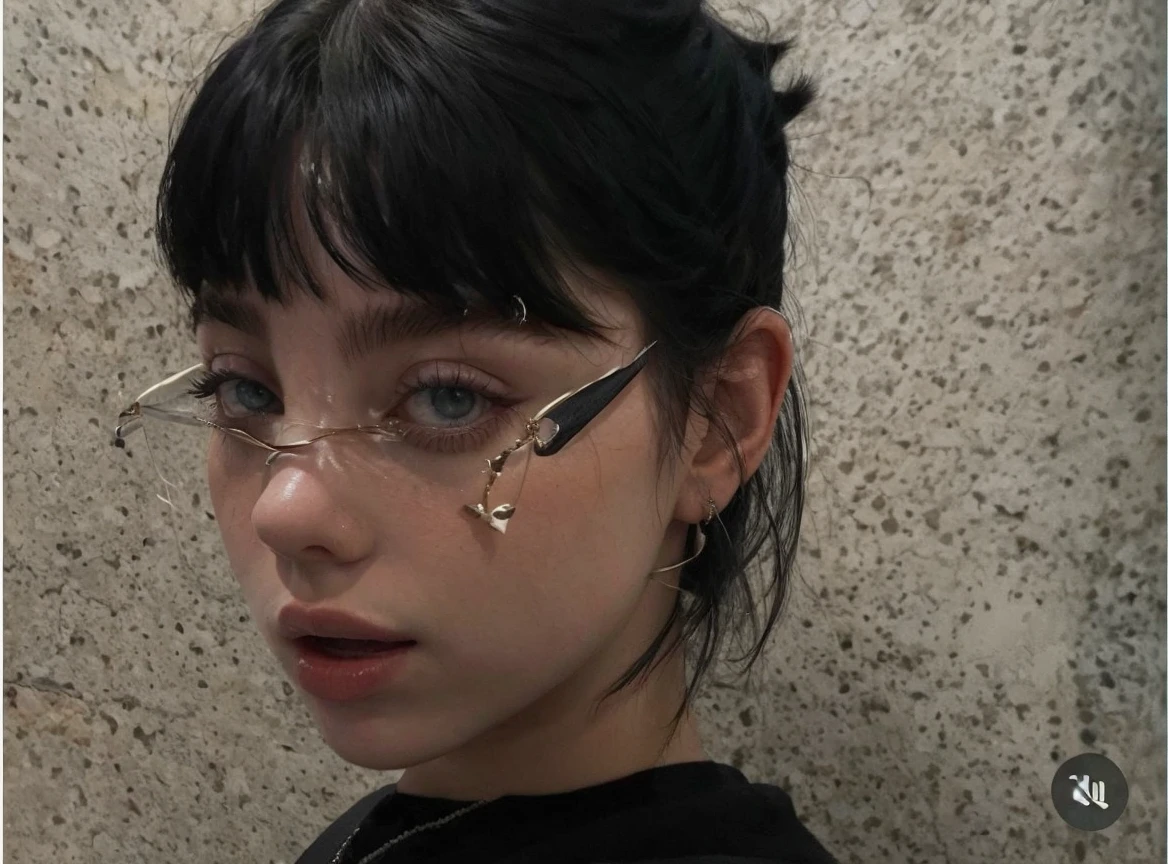 girl short hair, olhos billie eilish, feminine traits