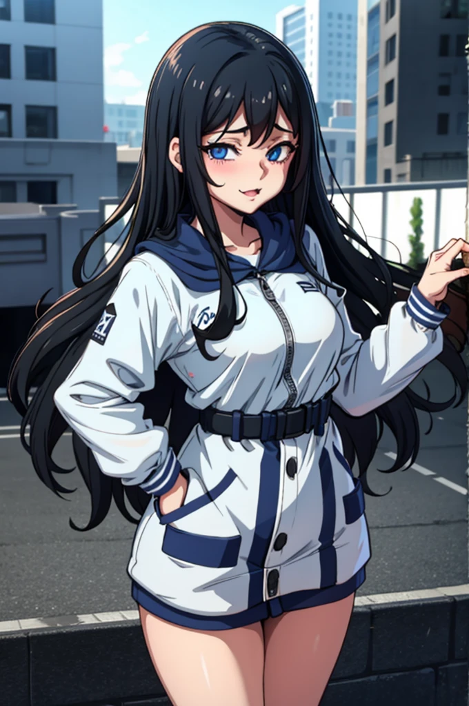 edgGesugao, Curvy blue eyed girl with long wavy black hair and small breasts, extreme:3.0, lewd:3.0
