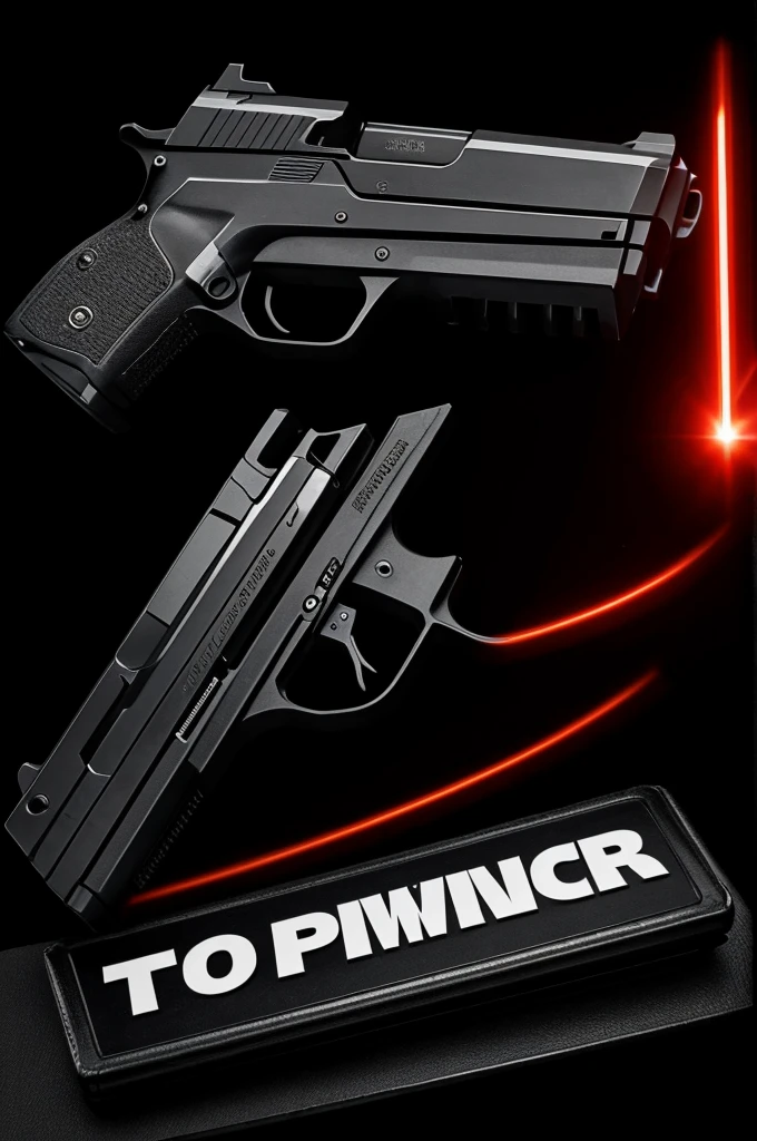 Generate an image for me that has a black background with money partially on the sides with a sign that says the price of power with guns on the sides