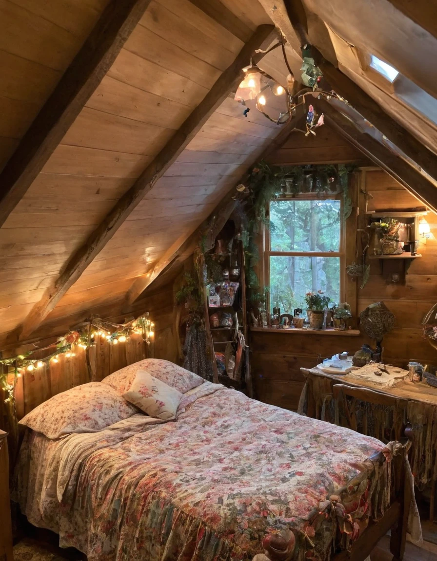 bedroom with room, cozy room, cozy treehouse bedroom, small bedroom, cozy place, cozy bed, cottagecore hippie, thomas kinkade. cute cozy room, in an attic, cottagecore, cozy and peaceful atmosphere, pleasant cozy atmosphere, cottagecore!!, cabin in the woods