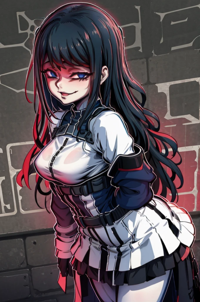 edgGesugao, Curvy blue eyed girl with long wavy black hair and small breasts, extreme:3.0, lewd:3.0