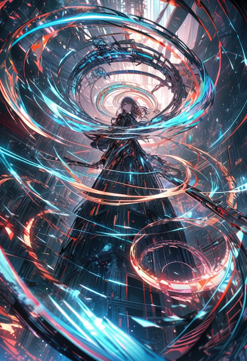 an extremely detailed 4k of a 2 handed high tech futuristic magic staff based off of a DNA spiral
