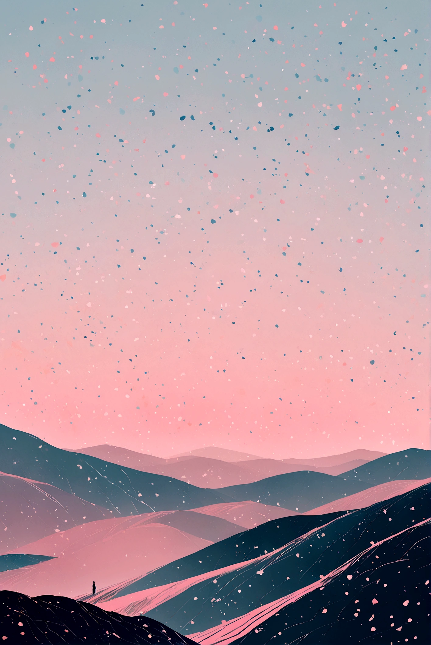 Minimalist natural landscape, 3 pastel colors