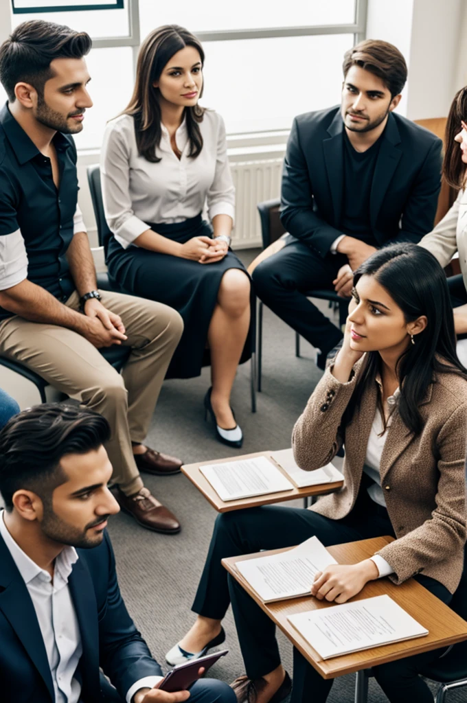 Groups of 2 men and 2 women in a psychoeducational talk