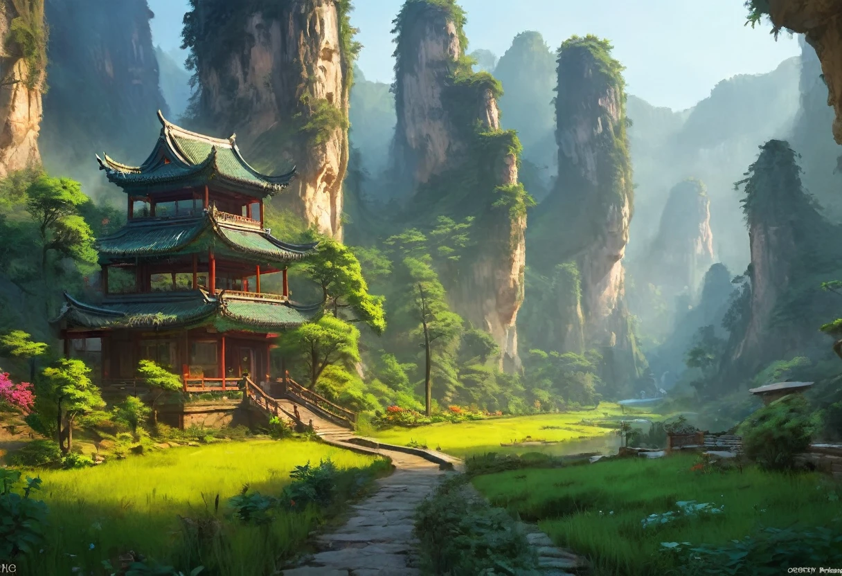 tmasterpiece,Best quality at best,high high quality,the Extremely Detailed CG Unity 8K Wallpapers,A charming dream scene in Zhangjiajie,towering trees,Glowing mushrooms and hidden fairy canyons,Creates a mysterious and captivating feeling,artstation,digital illustrations,complex,Uptrend,pastel colour,oil painted,award winning photography,bokeh,depth of fields,HDR,blooms,color difference,Reality,The is very detailed,ArtStation Trends,CGSociety trends,complex,high detal,dramaticidjourney Art