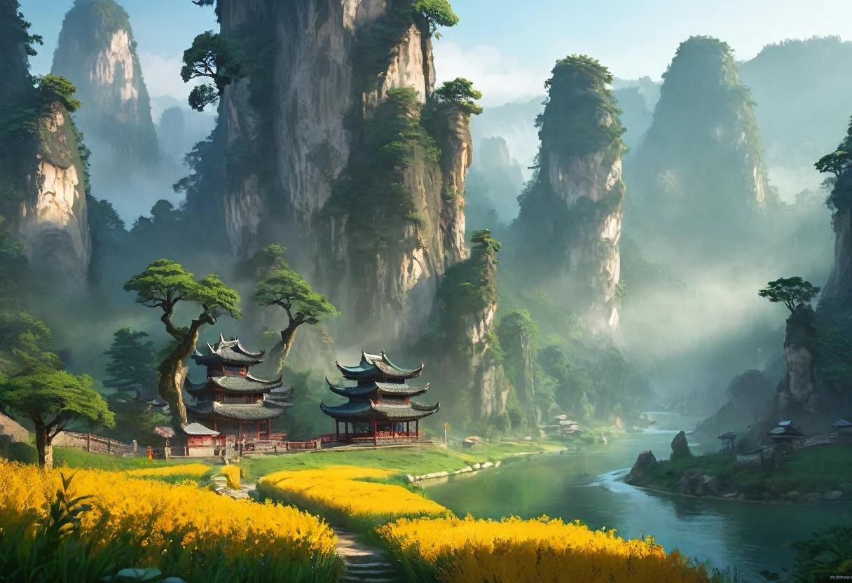 tmasterpiece,Best quality at best,high high quality,the Extremely Detailed CG Unity 8K Wallpapers,A charming dream scene in Zhangjiajie,towering trees,Glowing mushrooms and hidden fairy canyons,Creates a mysterious and captivating feeling,artstation,digital illustrations,complex,Uptrend,pastel colour,oil painted,award winning photography,bokeh,depth of fields,HDR,blooms,color difference,Reality,The is very detailed,ArtStation Trends,CGSociety trends,complex,high detal,dramaticidjourney Art