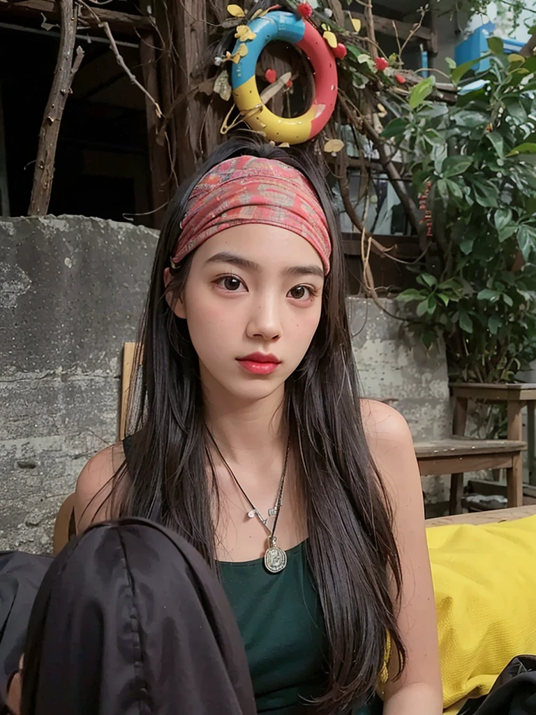 score_9,score_8_up,score_7_up, posing (very submissive:1.3), lying on stomach, supporting head on hands, cute face, seducive look, professional photo of a  woman,( focus on face, shallow focus:1.2), perfect body, perfect hands, deep black long hair, (hands hidden in long hair:1.2), heavy makeup, bright bedroom, 4k,studio lighting, in the style of RdBJ-9500,film grain