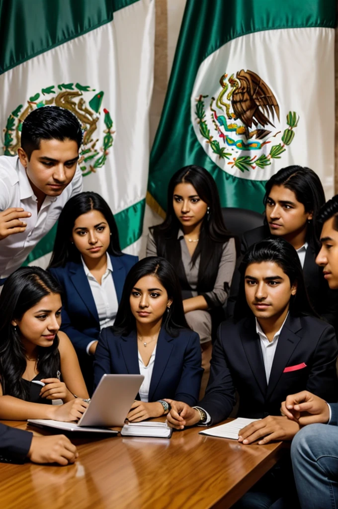 Groups of Mexican young adults in talks