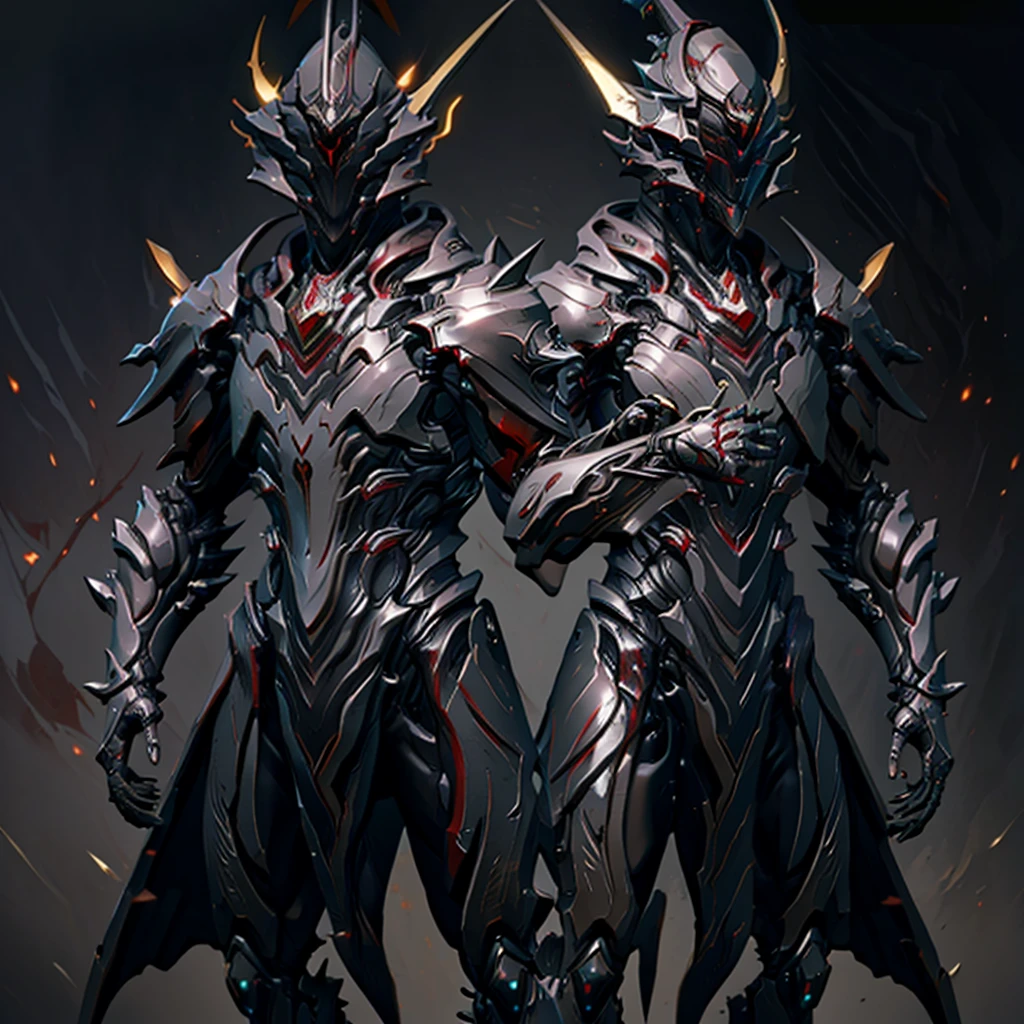 One, super good photo, Full-length image of Unreal Engine 5 8K UHD, male, Thin, black and crimson armor color scheme, Dark red tattoo details, vampire design, a long scarf covers the left hand, Red eyes, simple design, Best quality, masterpiece, official art, unified wallpaper 8k, high detail, sharp focus, dynamic pose, Body parts