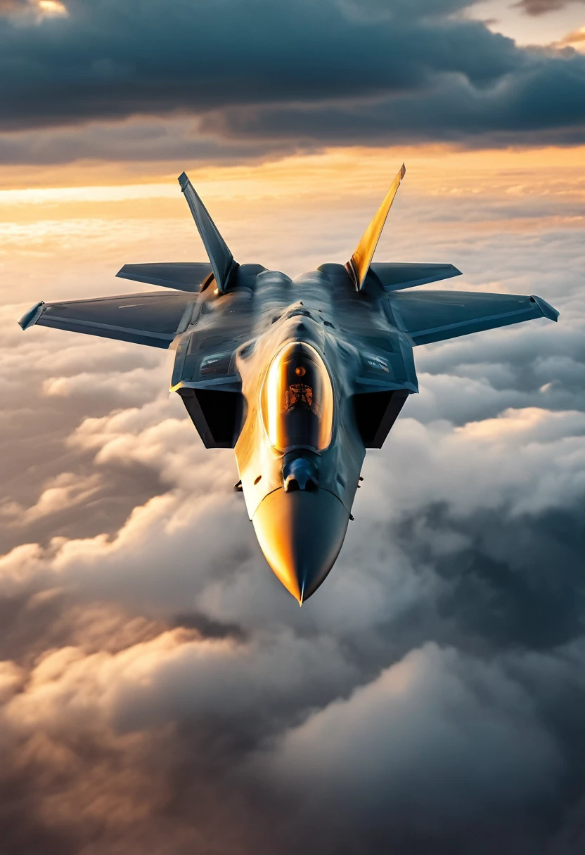 F-22 Raptor Fighter plane flying through cloudy sky, cinematic action camera, exciting epic action camera, masterpiece quality wallpaper, sharp details (masterpiece:1.2) (photorealistic:1.2) (bokeh) (best quality) (intricate) (8k) (HDR) (cinematic lighting) (sharp focus)