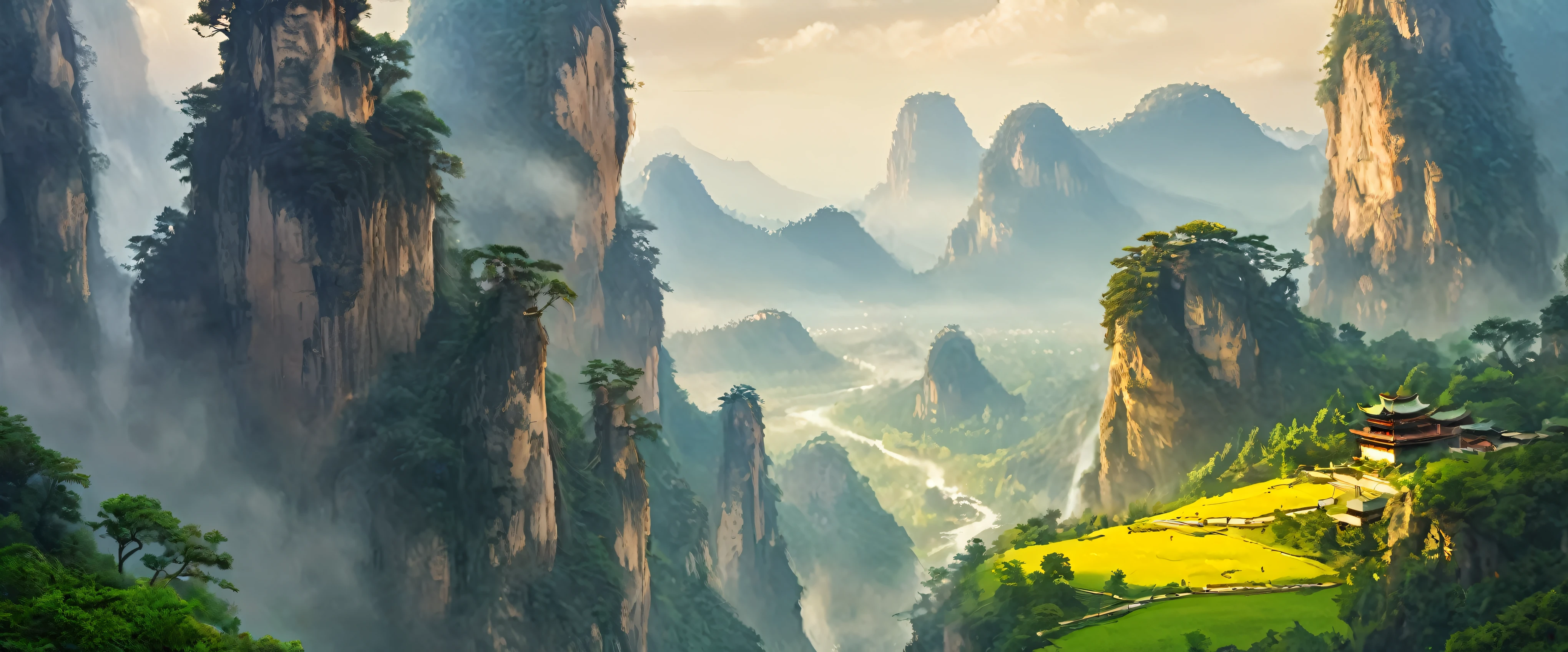 tmasterpiece,Best quality at best,high high quality,the Extremely Detailed CG Unity 8K Wallpapers,A charming dream scene in Zhangjiajie,towering trees,Glowing mushrooms and hidden fairy canyons,Creates a mysterious and captivating feeling,artstation,digital illustrations,complex,Uptrend,pastel colour,oil painted,award winning photography,bokeh,depth of fields,HDR,blooms,color difference,Reality,The is very detailed,ArtStation Trends,CGSociety trends,complex,high detal,dramaticidjourney Art