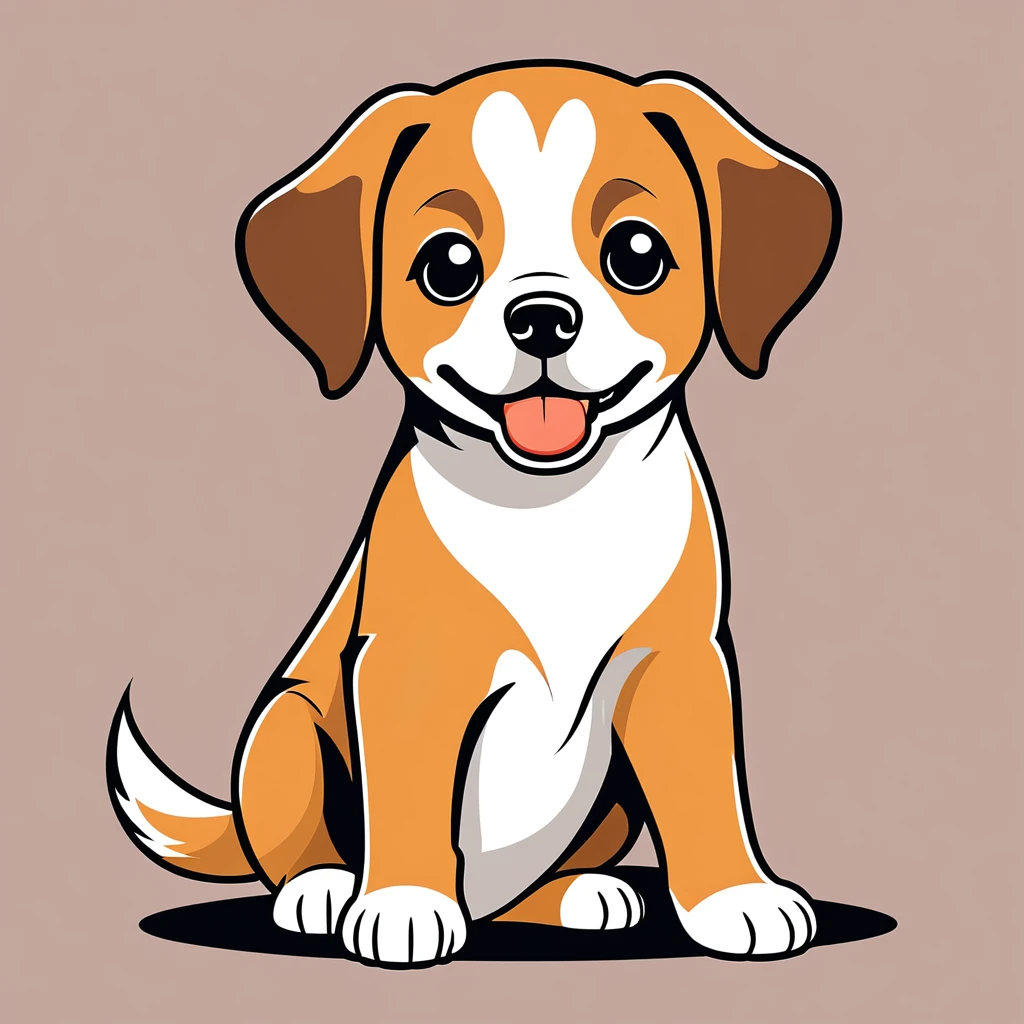 cute dog, illustration, vector graphics, strong contours