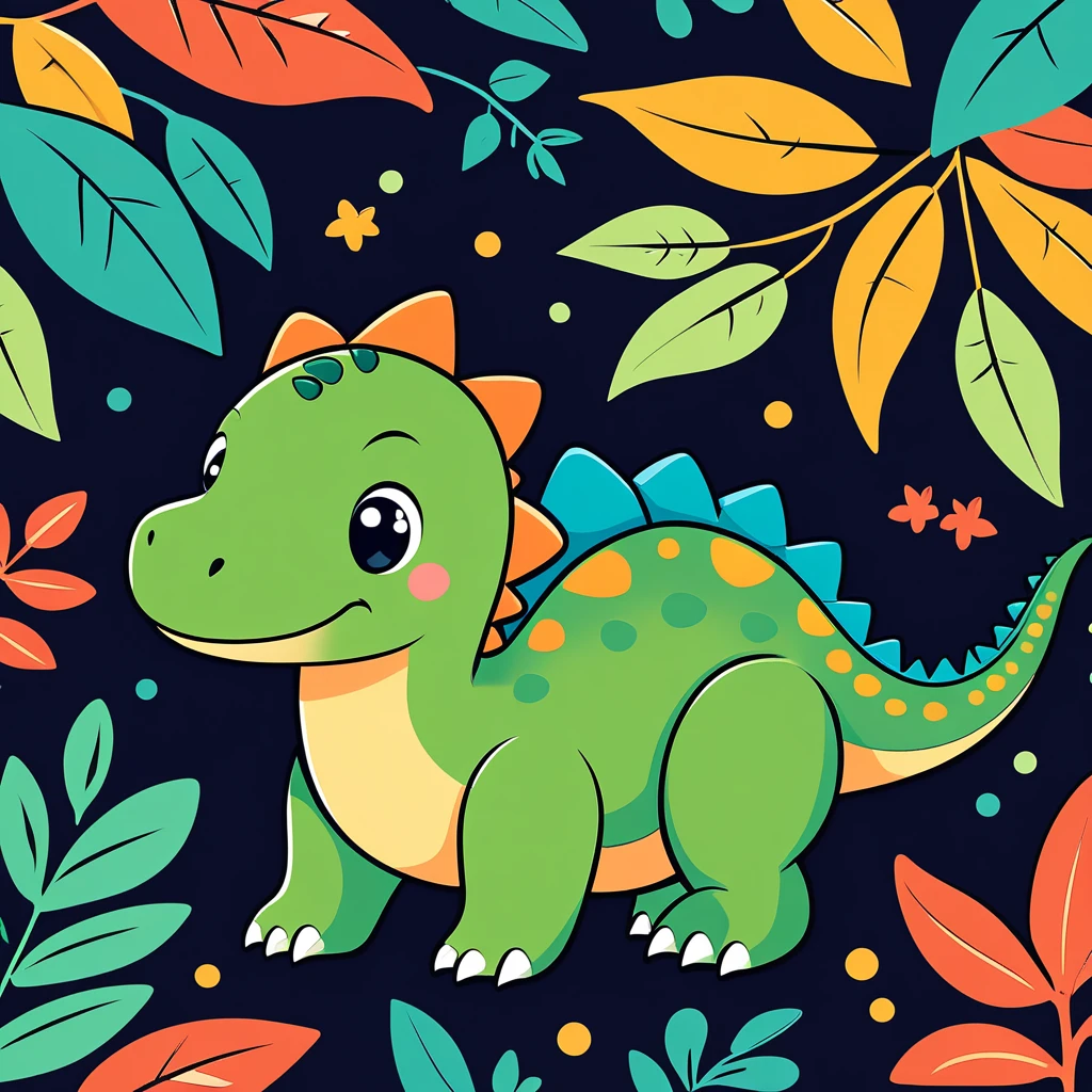 cute dinosaur, illustration, vector graphics, strong contours