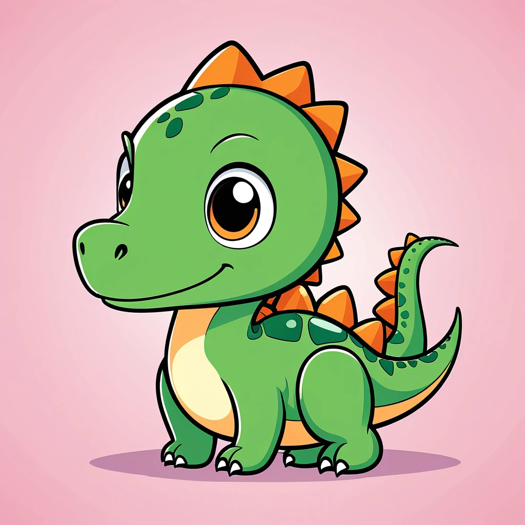 cute dinosaur, illustration, vector graphics, strong contours
