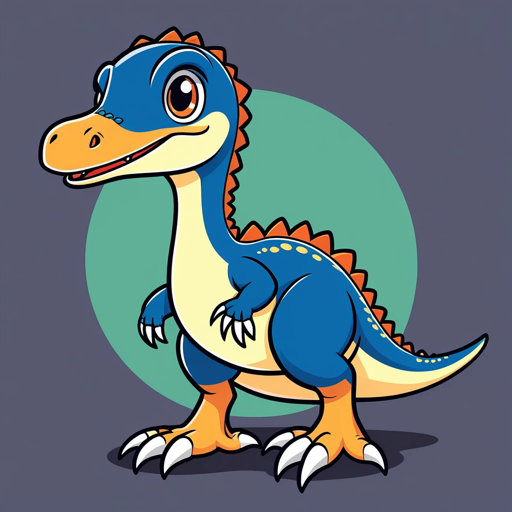 cute velociraptor, illustration, vector graphics, strong contours
