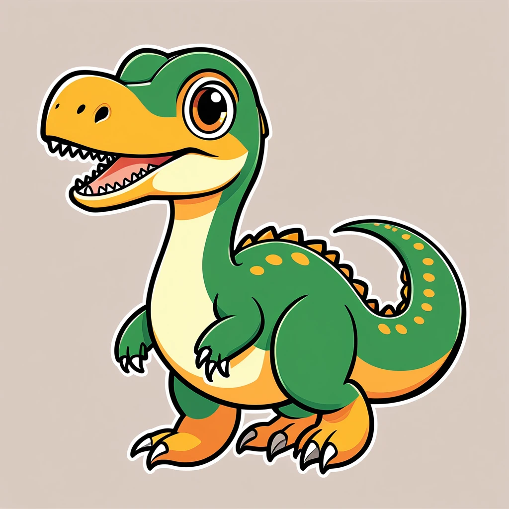cute velociraptor, illustration, vector graphics, strong contours